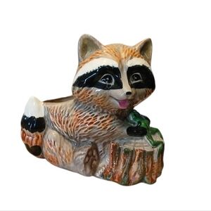 Adorable Raccoon Ceramic Planter